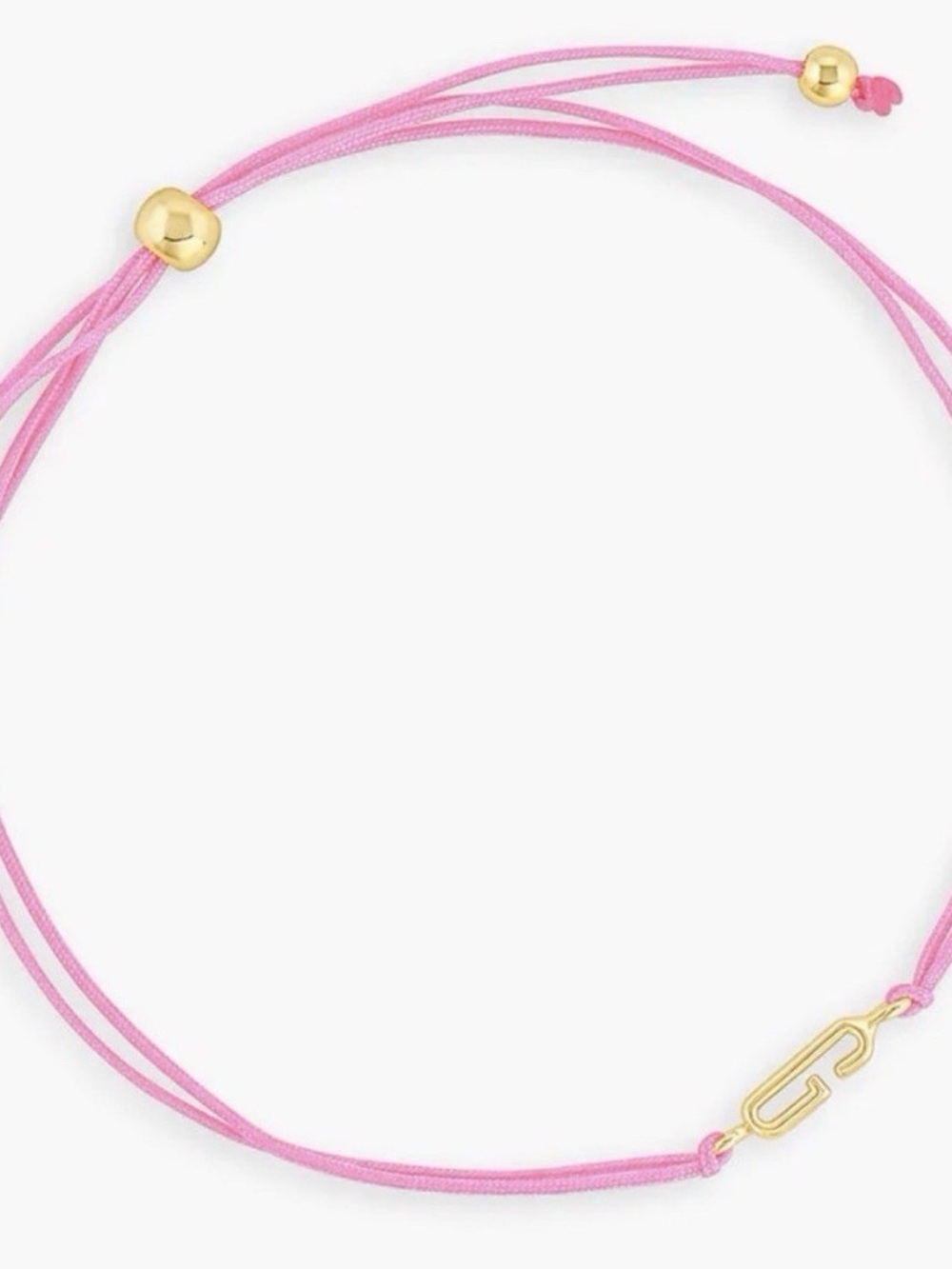 Gorjana Pink Adjustable Cord Bracelet with Gold Bead and Clasp: Letter G